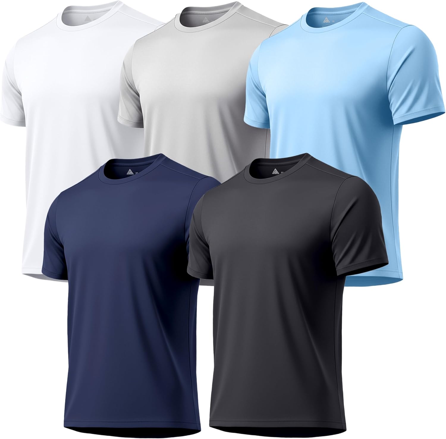 ZITY 5 Packs Men's UPF 50+ Sun Protection T-Shirts Workout Fishing Swimming Rash Guard Fast Dry Breathable Shirt