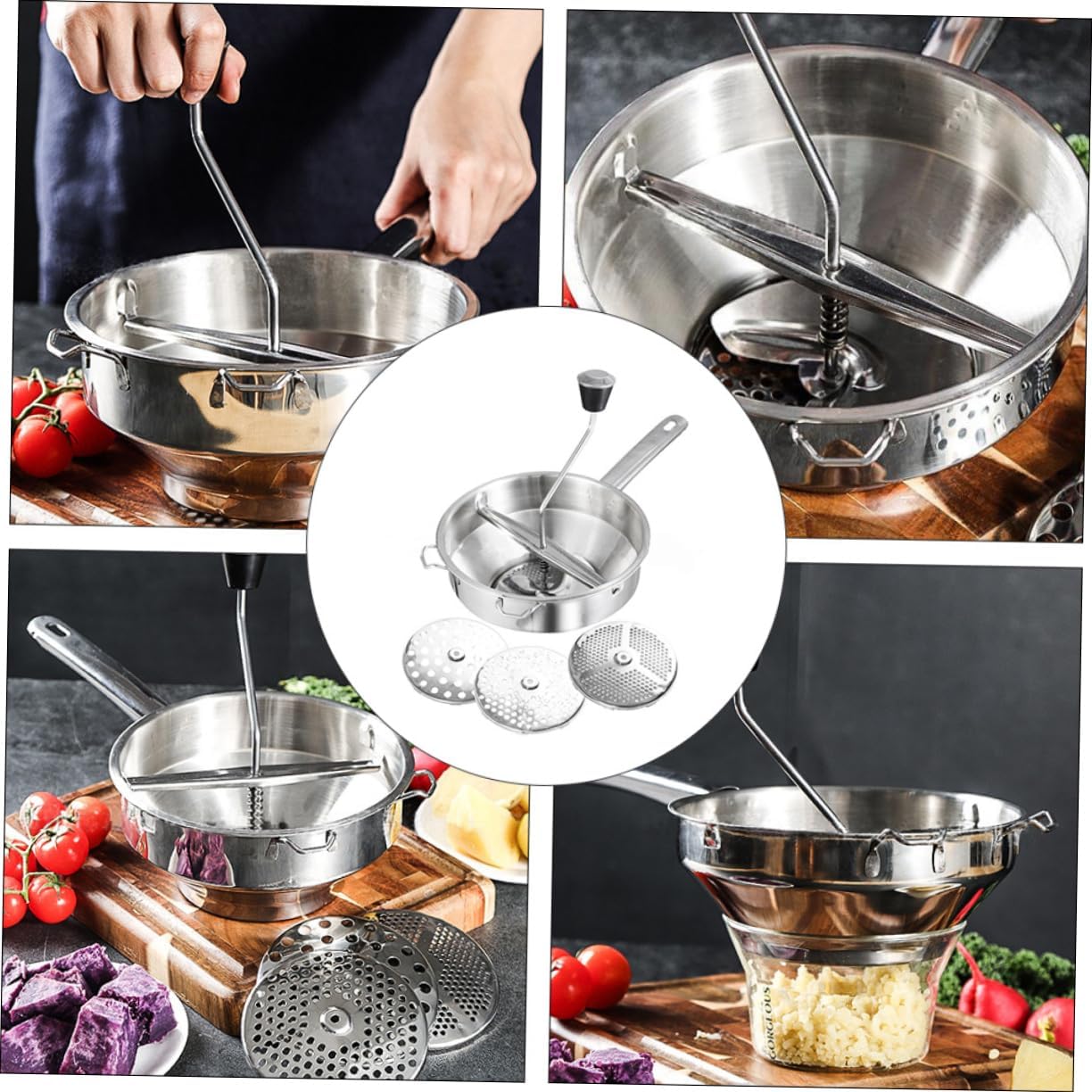Cabilock Stainless Steel Vegetable Fruits Grinder Potato Mash Tool Professional Kitchen Tool