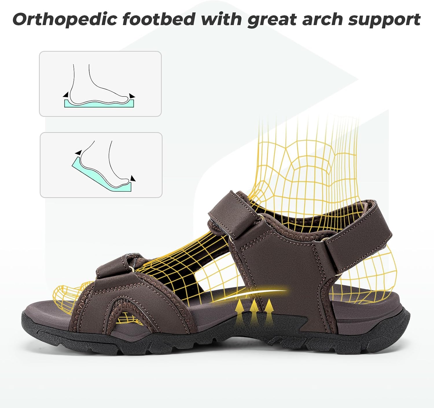 FitVille Wide Sandals for Men With Arch Support Orthopedic Comfortable Summer Men’s Wide Sandals for Plantar Fasciitis & Swollen Feet Breathable Outdoor Recovery Athletic Walking Sandal for Man