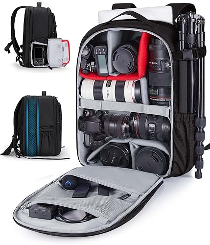 BAGSMART Mochila para cámara, bolsas expandibles para cámara DSLR SLR para fotógrafos, mochila de viaje para fotografía con compartimento para