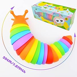 Cevioce Sensory Slug Fidget Toys - 6 Pcs Cute Autism Sensory Toys for Autistic Children & Kids Party Favors, Age 3+