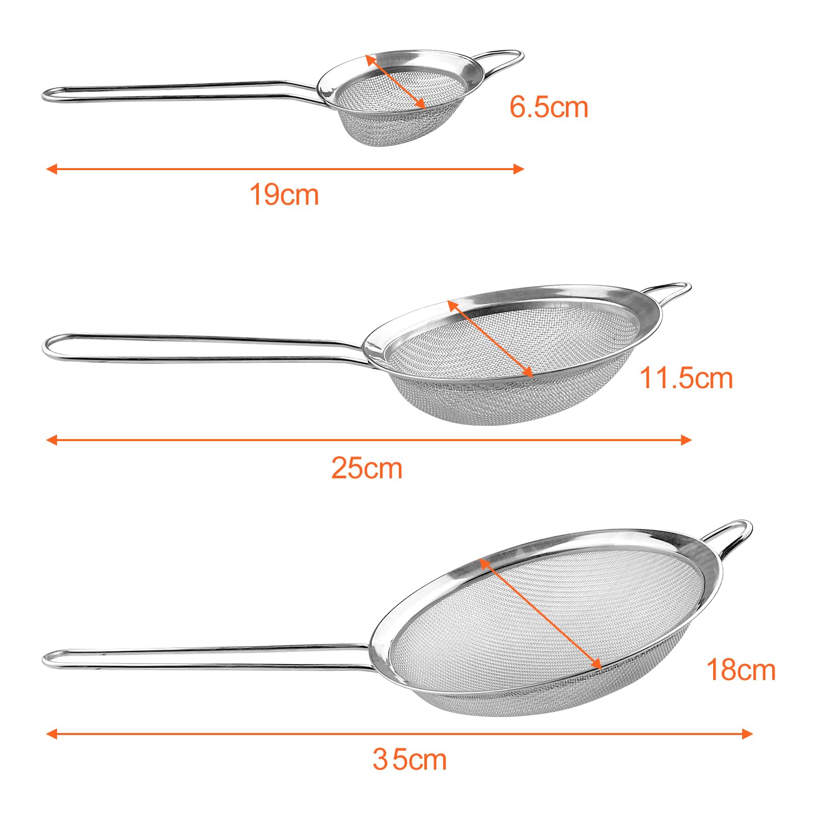 Set Colini Acciaio Inox Avesteir - 19/25/37 Cm Per Cucina | Maglia Fine - Foto 4