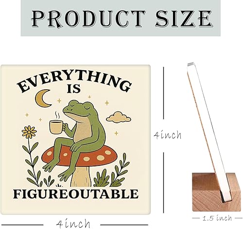 Miniatura 6 de Inspirational Office Desk Decor Everything Is Figureoutable Sign Motivational Gifts For Women Kids - Mental Health Decor Funny Frog Coffee Desk Art
