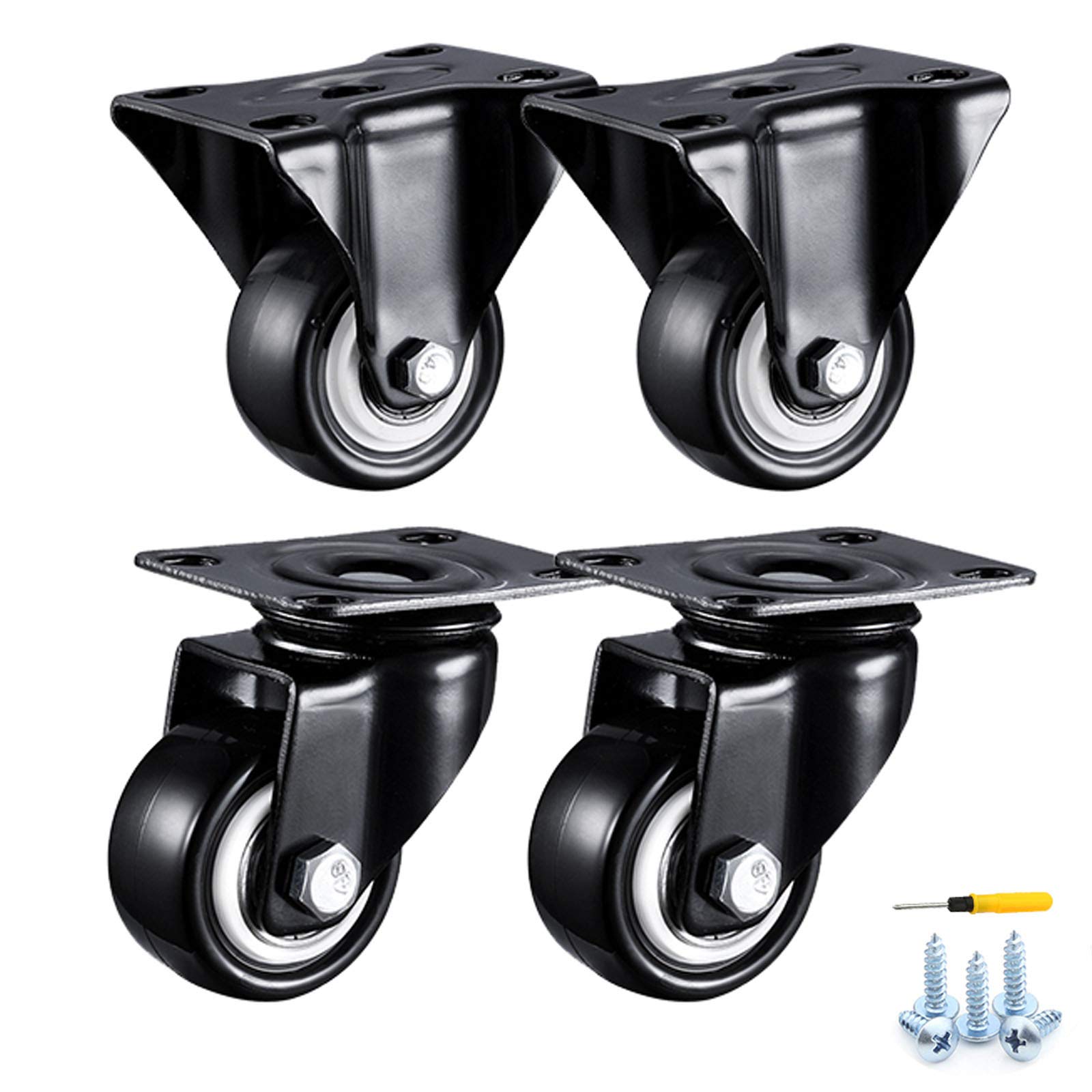 GYRAZXS Heavy Duty Furniture Swivel Casters 4 Pack 6m Polyurethane Wheels with Double Bearings & Screws Perfect for Trolleys Plates and Universal Use