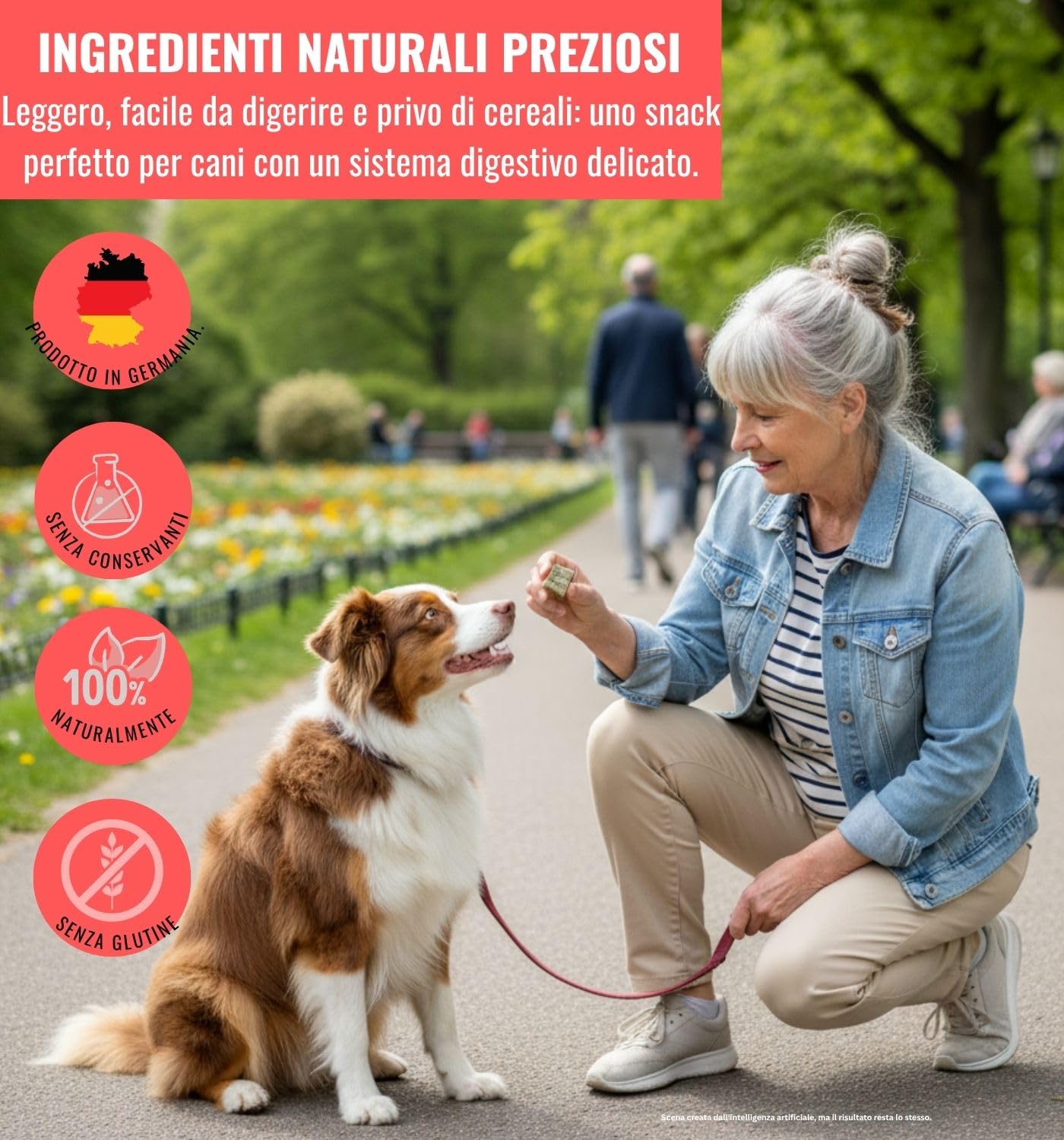 RiNa - Dolcetti per cani al forno delicatamente con cavallo e cocco, per ossa, denti e equilibrio minerale, 6 x 300 g, facili da porzionare