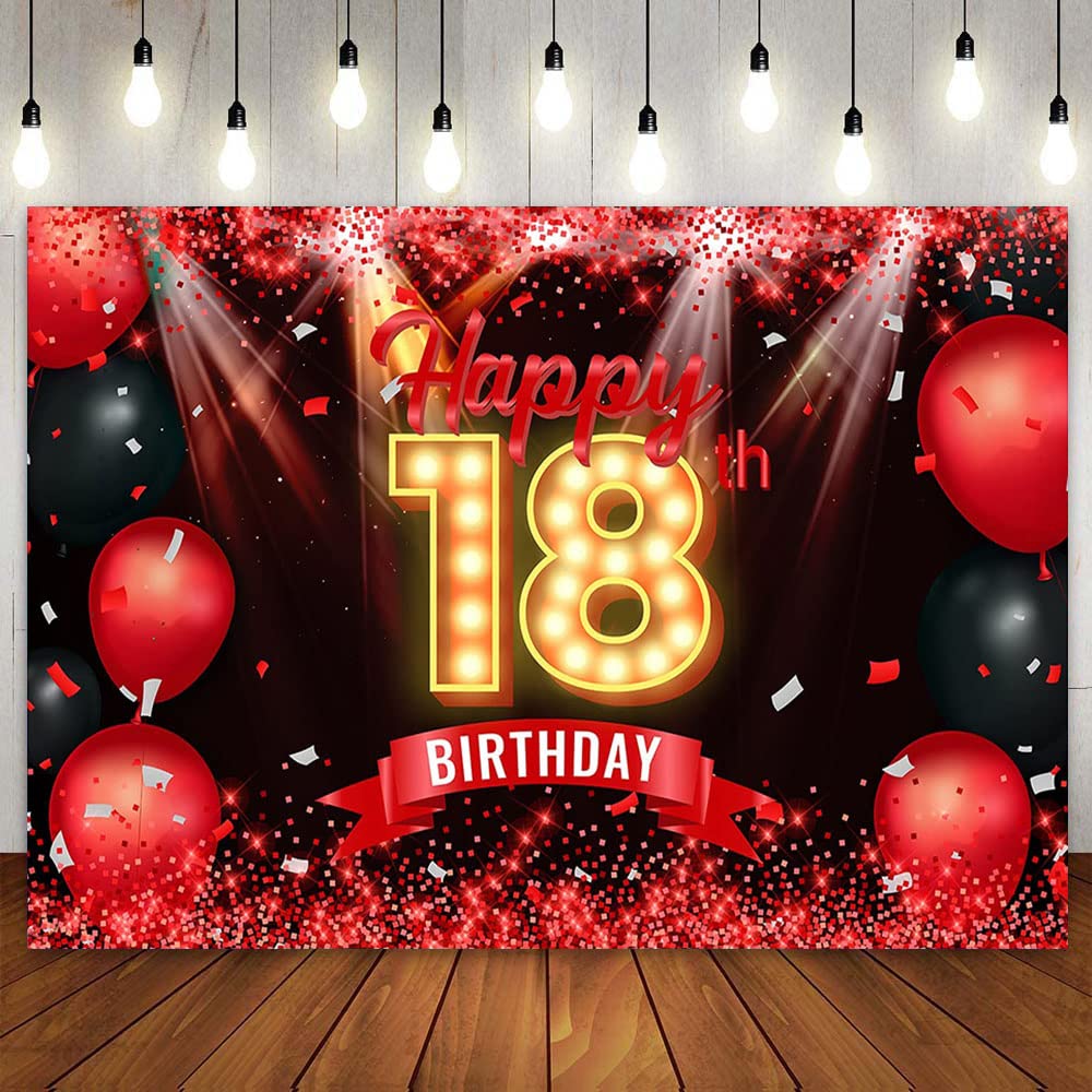 Affiche Anniversaire 18 Ans Noir Déco Anniversaire 18 Ans Noir Et Or - Bannière 185x115 Cm | Décoration Fête Garçon/fille Déco Fête Murale