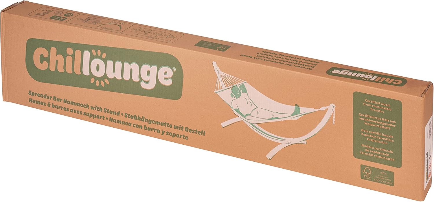 LA SIESTA® Chillounge Hammock with Spreader Bar & Wood Stand, Weatherproof Outdoor Hammock with Stand for Outside Patio Backyard, Wooden Hammock Stand, Heavy Duty Hammock and Stand -Max 265 Lbs, Beach