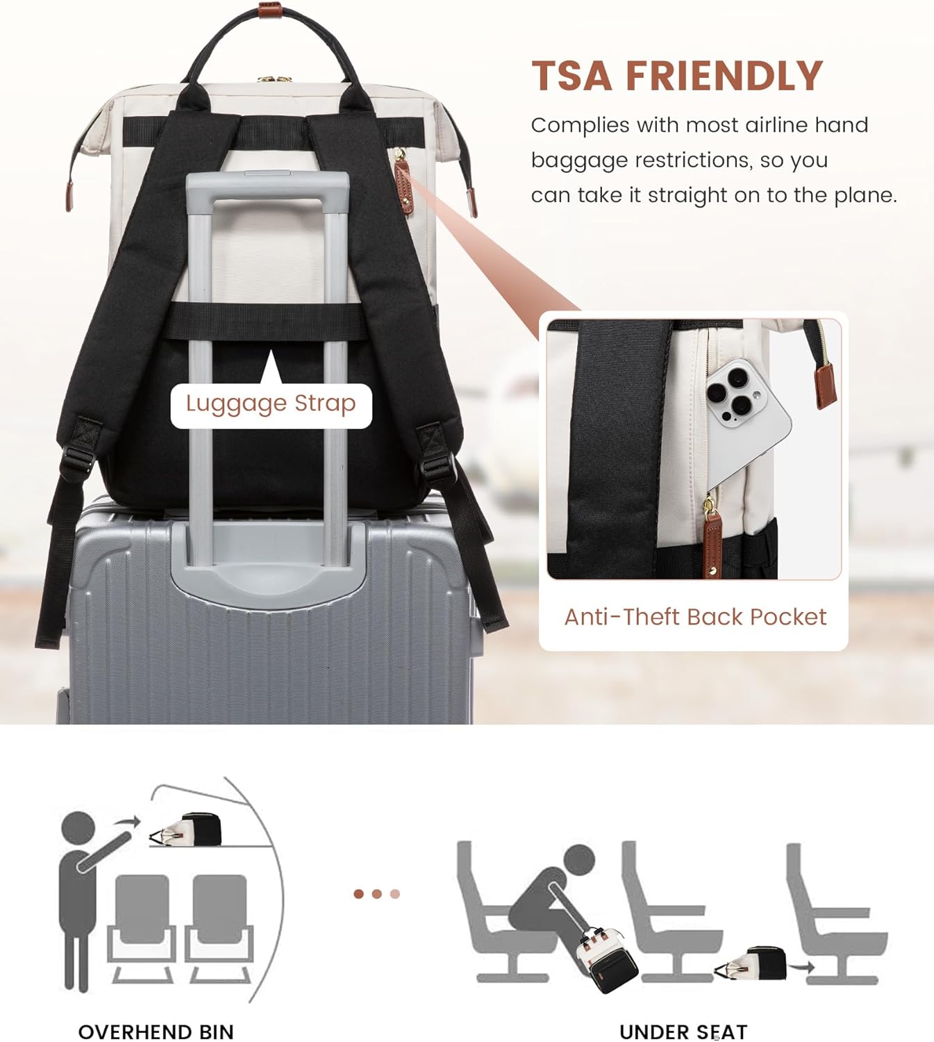 LOVEVOOK Laptop Backpack for Women, 17.3'' Waterproof Nurse Bag Teacher Work Backpack Purse for Women, Travel Computer Backpack for College Office Business Ladies - Image 7