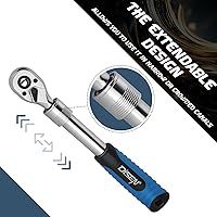 Vista 4 de DISEN Juego de 3 Llaves de Trinquete Extensibles, Impulso de 1/4" 3/8" 1/2", 72 Dientes, Liberación Rápida, Llaves de Vaso con Impulso Reversible