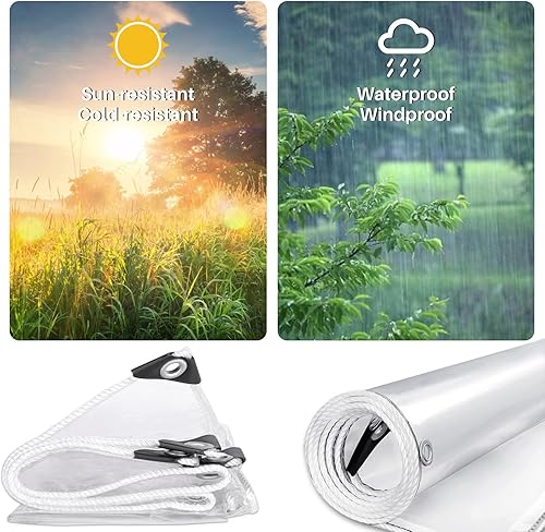 Miniatura 5 de Lonas transparentes de PVC resistente al agua, a prueba de polvo, anti-UV, antidesgarro, antienvejecimiento para invernadero, patio, jardín,