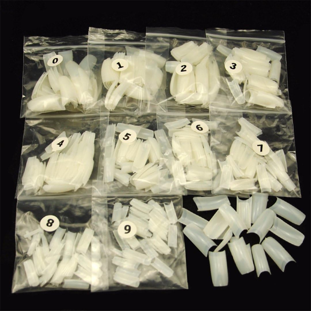 500 Pcs Nail Tips Natural French Acrylic Artificial False Nails Retail Half Nail Tips Finger Nail Tools Manicure UV Gel Builder