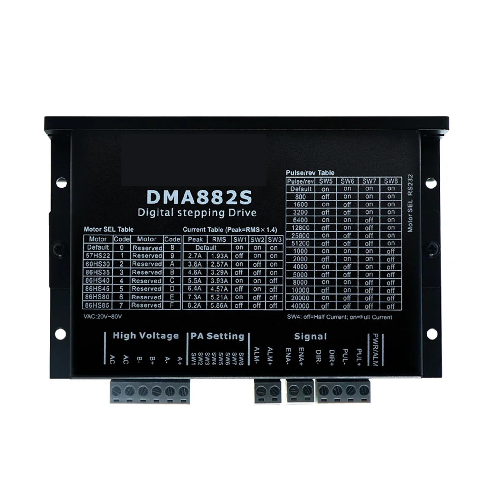 Moteur pas à pas DMA882S commande numérique 80V AC pilote pour graveur CNC