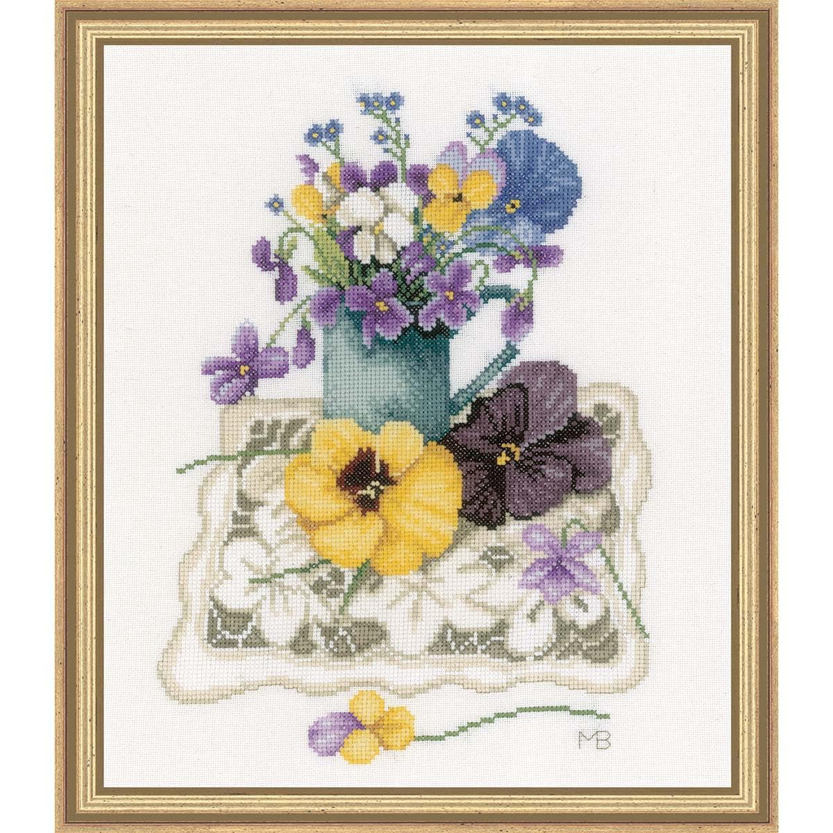 Lanarte Counted Cross Stitch Kit: Violets, NA, 24 x 31cm