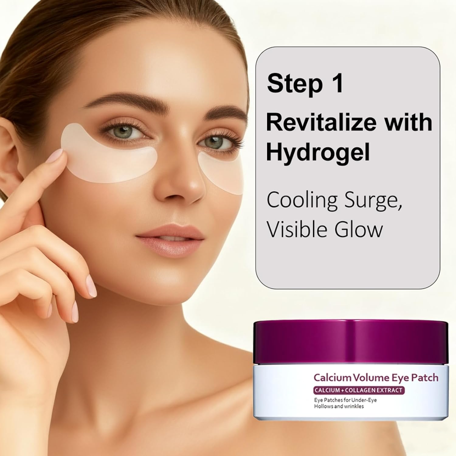 Calcium Volume Eye Care Set: Multi Balm Stick (9g) & Collagen Hydrogel Eye Patches (60ea/30 Pairs). Deep Hydration, Wrinkle Smoothing, Elasticity Boosting, for Under-Eye Hollows & Skin Nourishing. - Image 3