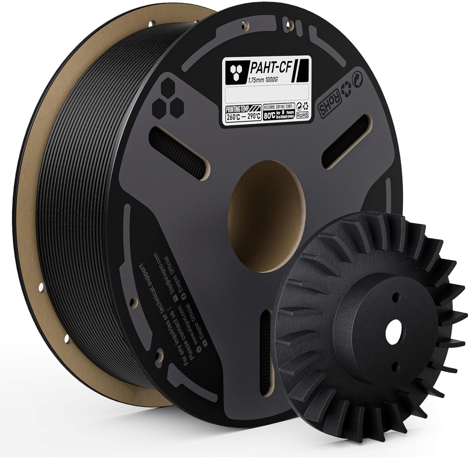 ELEGOO Carbon Fiber PAHT Filament 1.75mm Black 1KG, Nylon CF High Temp 3D Printing Filament, High Strength & Rigidity, Corrosion Resistance, 1KG(2.2lbs) Spool for Enclosed FDM 3D Printers