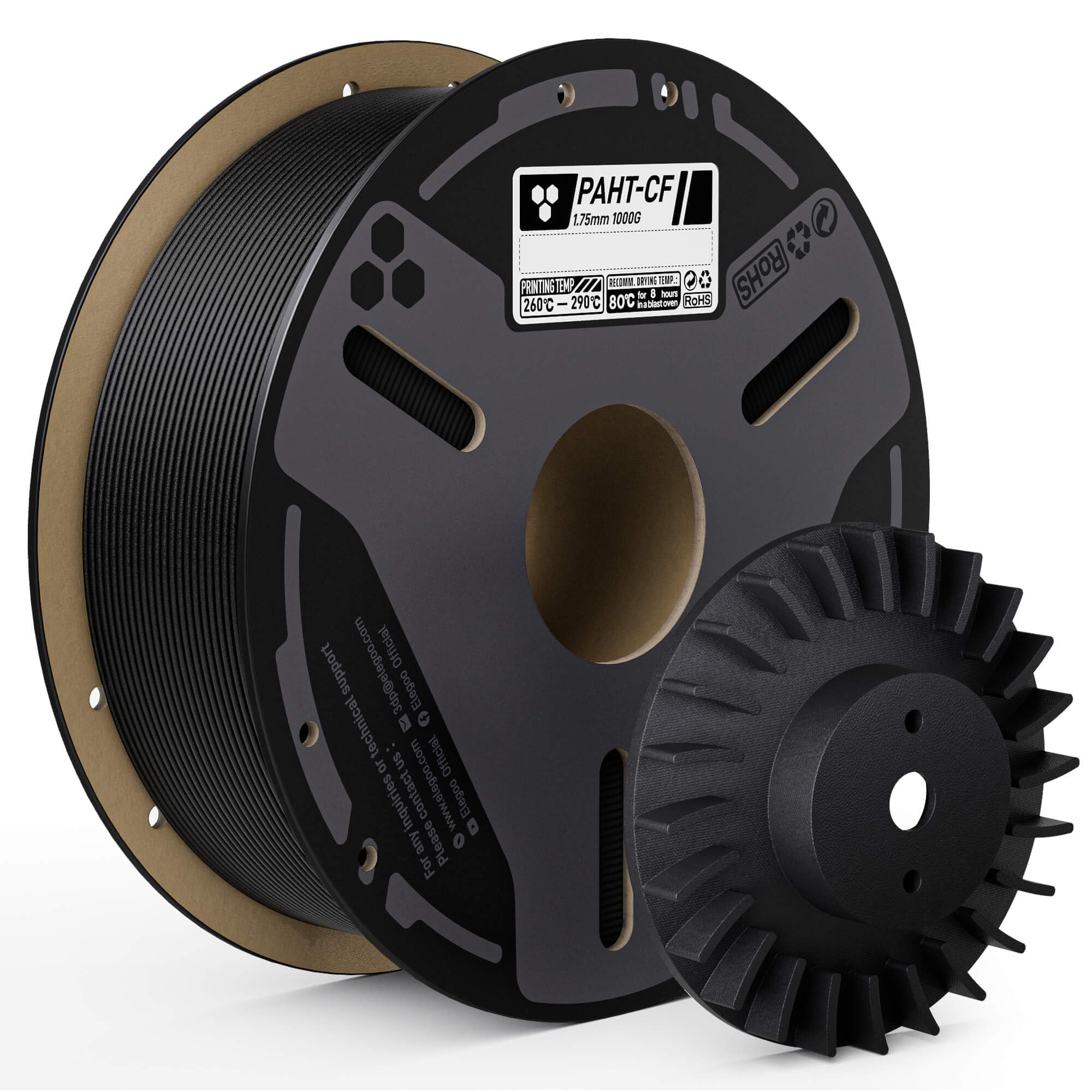 ELEGOO PAHT-CF 1.75 mm Black, High Temp Carbon Fiber Nylon 3D Filament 1 KG Spool, High Strength & Rigidity, Corrosion Resistance, Fits for Most Enclosed FDM 3D Printers