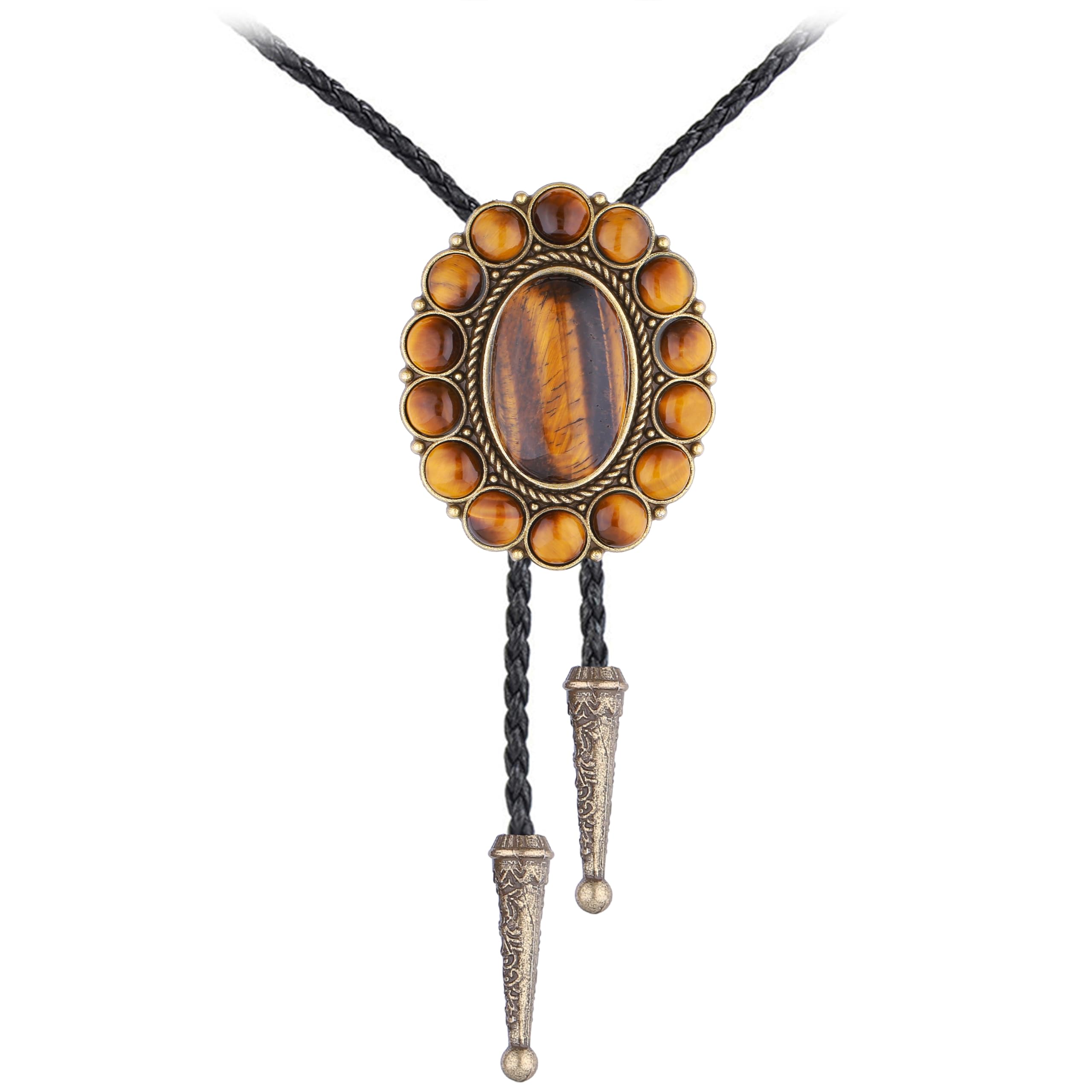 GelConnie Bolo Tie for Men Women Western Cowboy Turquoise Leather Necktie