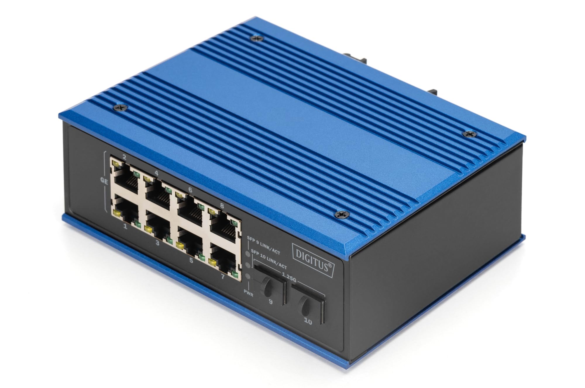 DIGITUS Netzwerk-Switch mit 10 Ports und Industrial Design