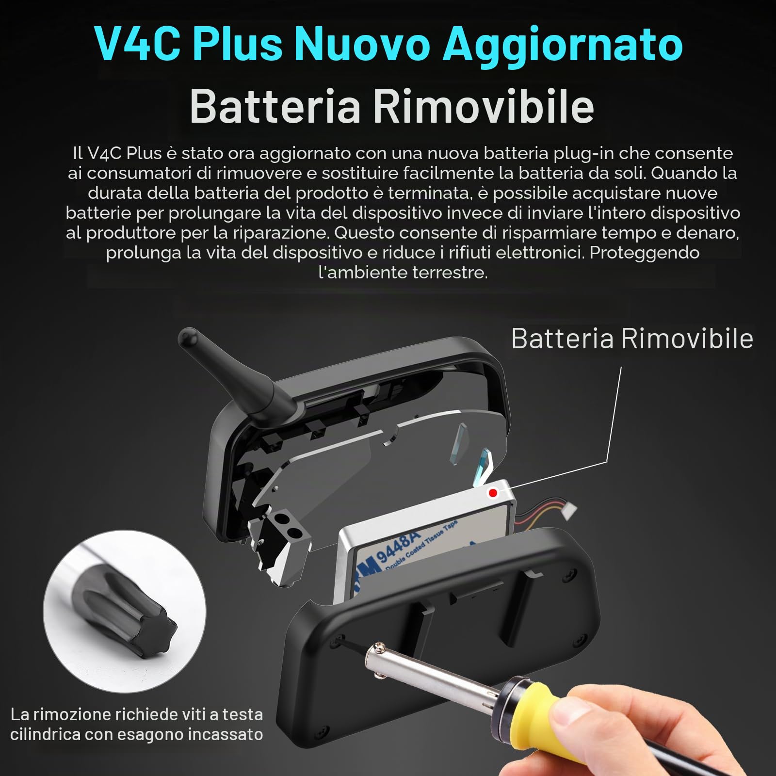 SolaMr V4C PLUS Interfono Arbitro, Bluetooth 5.1 Interphone per Orecchio Sinistro con Riduzione del Rumore CVC, Radio FM e Intercomunicazione a 4 vie per una Distanza di Fino a 1500 m - 2PACK