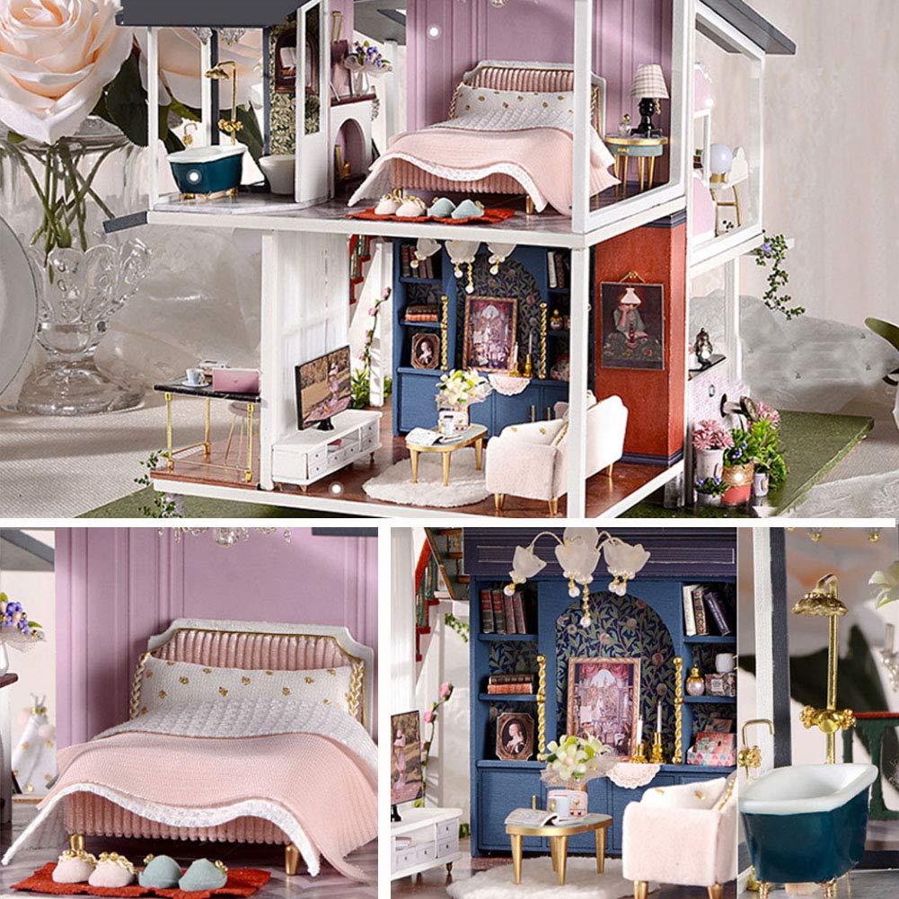 XLZSP Houten miniatuur poppenhuis bouwset 3D handgemaakte Loft Style XLZSP Houten miniatuur poppenhuis bouwset 3D handgemaakte Loft Style
