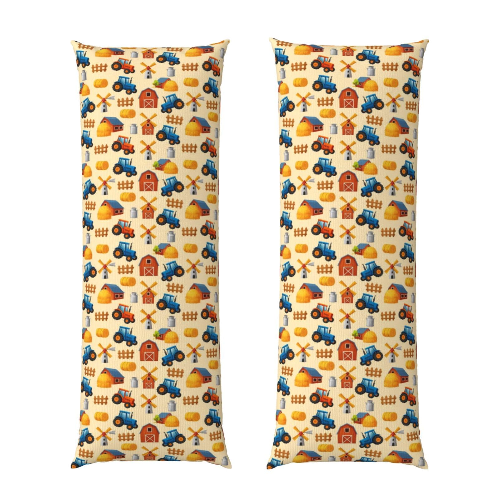 Long Pillowcase 20x60 Farm Cars Tractor Truck, Body Pillow Cover with Hidden Zipper, Premium Quality Velvet, Breathable Rectangular Case for Bed Couch