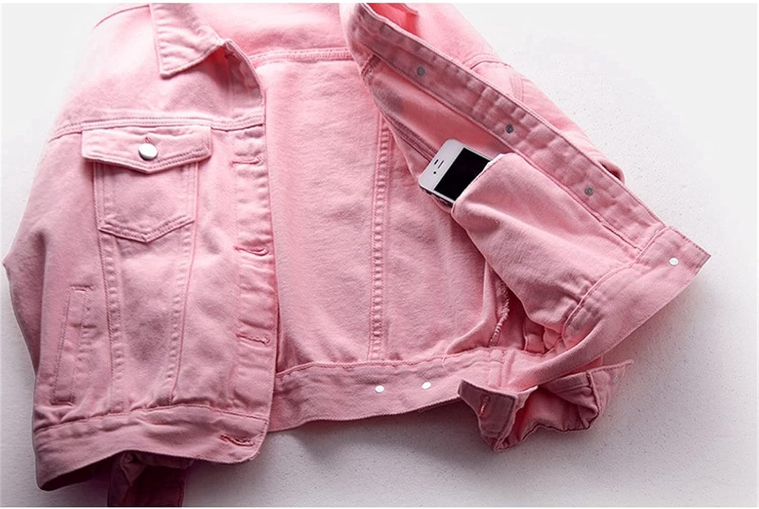 WSLCN Womens Boyfriend Denim Jacket Long Sleeve Loose Jean Jacket Coats