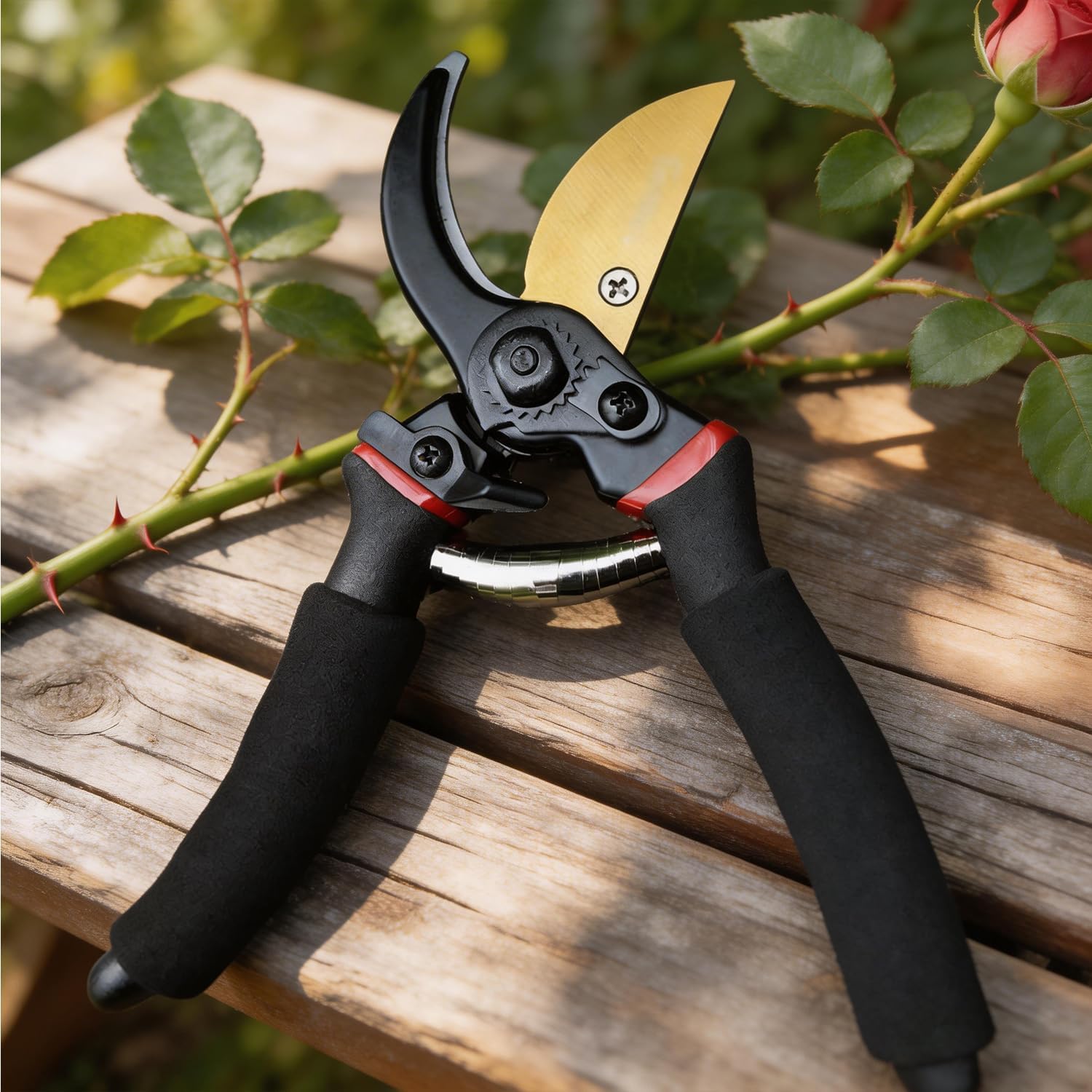 8" Heavy Duty Bypass Pruning Shears for Gardening, SK5 Steel Ultra Sharp Garden Shears, Non-slip Handle Hand Pruners with Safety Lock, Rust Proof Garden Clippers for Branch Flower Plant Trimming
