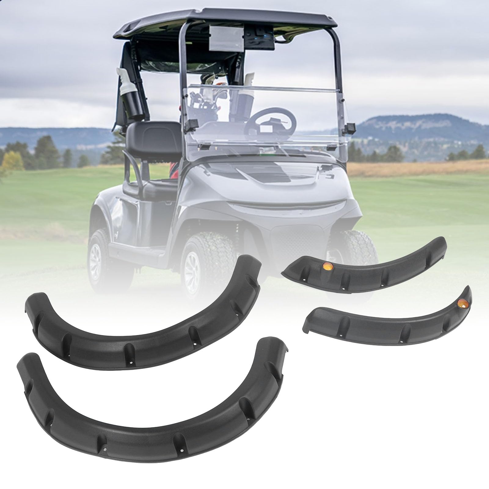 Yctze Odporny na Uderzenia Plastikowy Zestaw poszerzeń kół do Wózka Golfowego ABS, łatwy montaż Przednich Tylnych poszerzeń kół z Elementami Montażowymi do Wózka Golfowego RXV