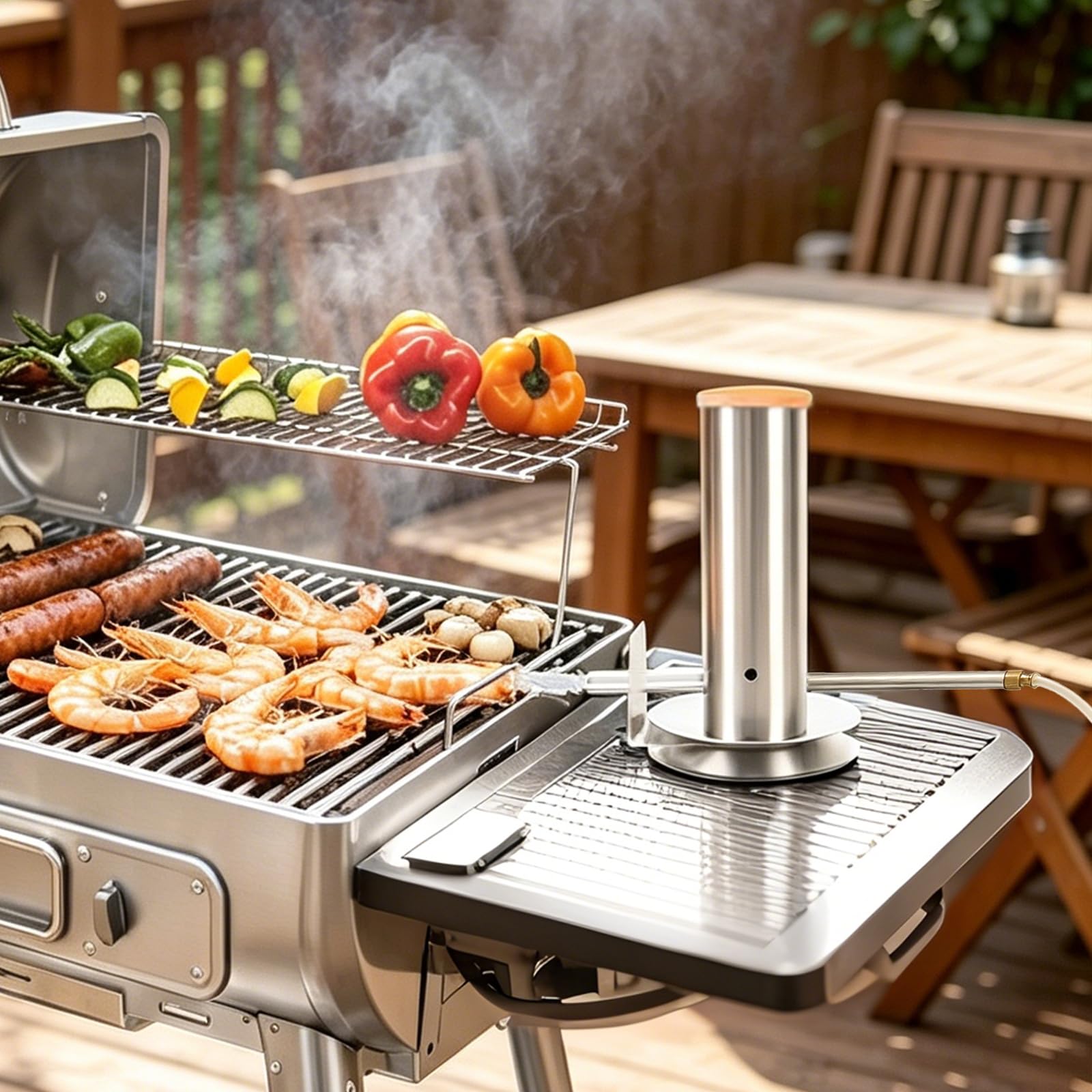 Generador de humo frío de acero inoxidable para barbacoa, para exteriores, chip de madera, para barbacoa, carne, queso, pescado, 18 x 27 cm