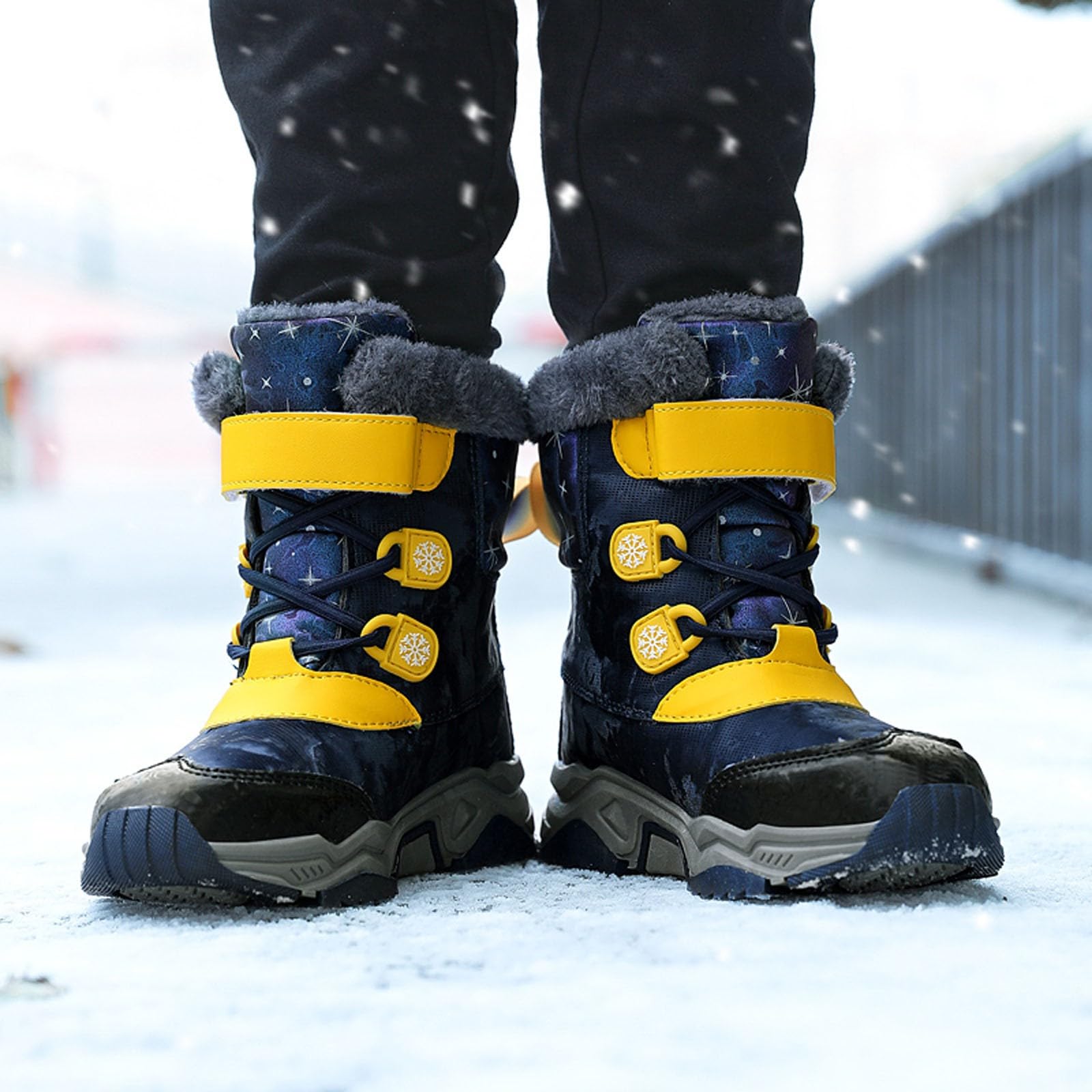 Stivali da Neve per Bambini Stivali Invernali alla Moda per Ragazzi Autunnali Invernali Scarpe Traspirante Morbido Casual Design alla Moda Chaussures Enfant pour École et Loisirs