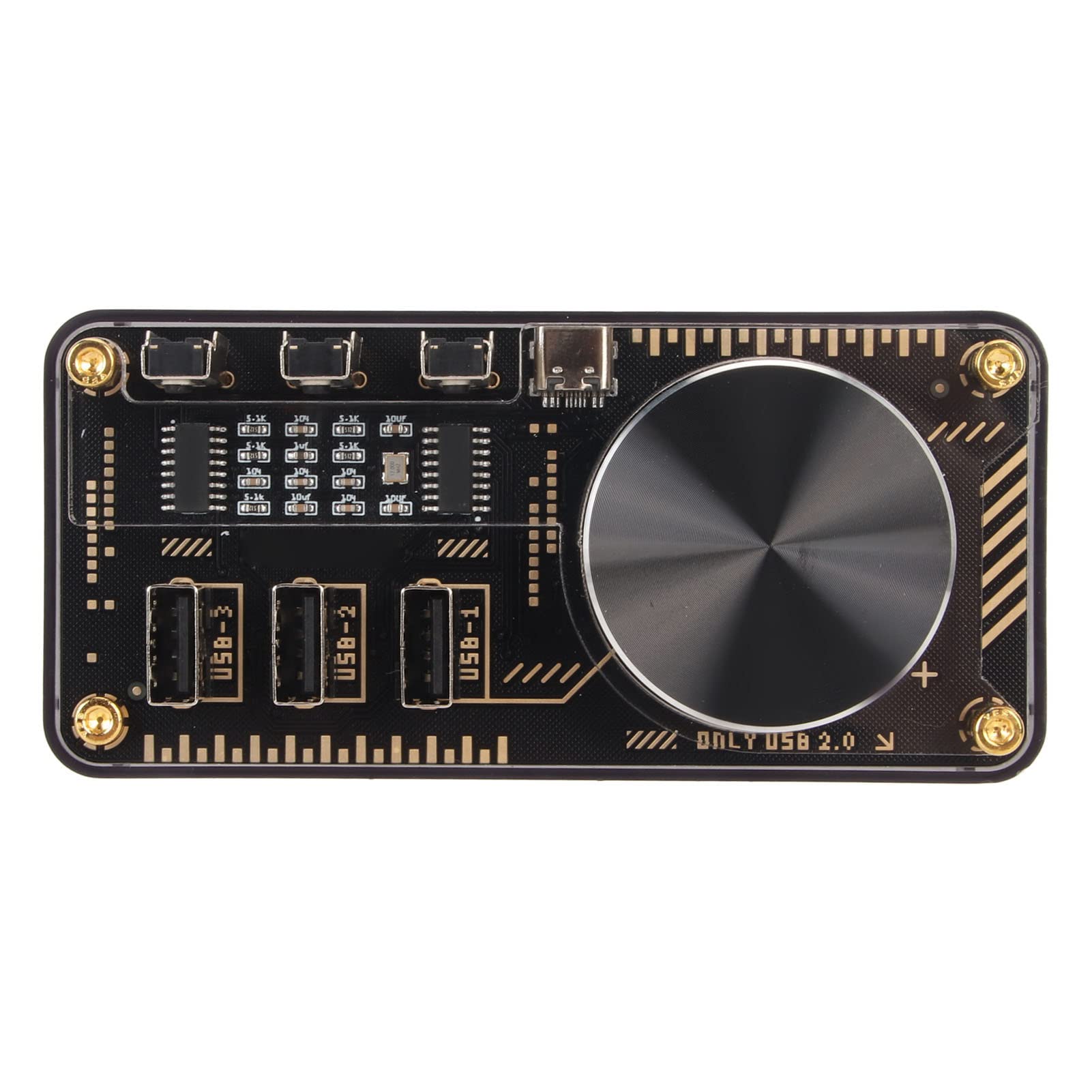 Controlador de audio multimedia, perilla de control de volumen USB con 3 interfaces USB 2.0, concentrador esencial EDC programable