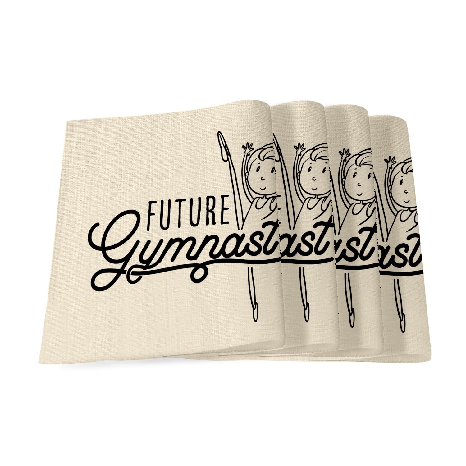 Set de table en lin Future Gymnast | Lot de 4 grands formats 40x28,5 cm pour enfant