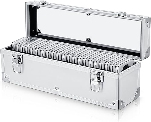 Funrous Caja de almacenamiento de monedas de aluminio para 1005020 losas para soportes de losas, suministros de colección, caja de almacenamiento