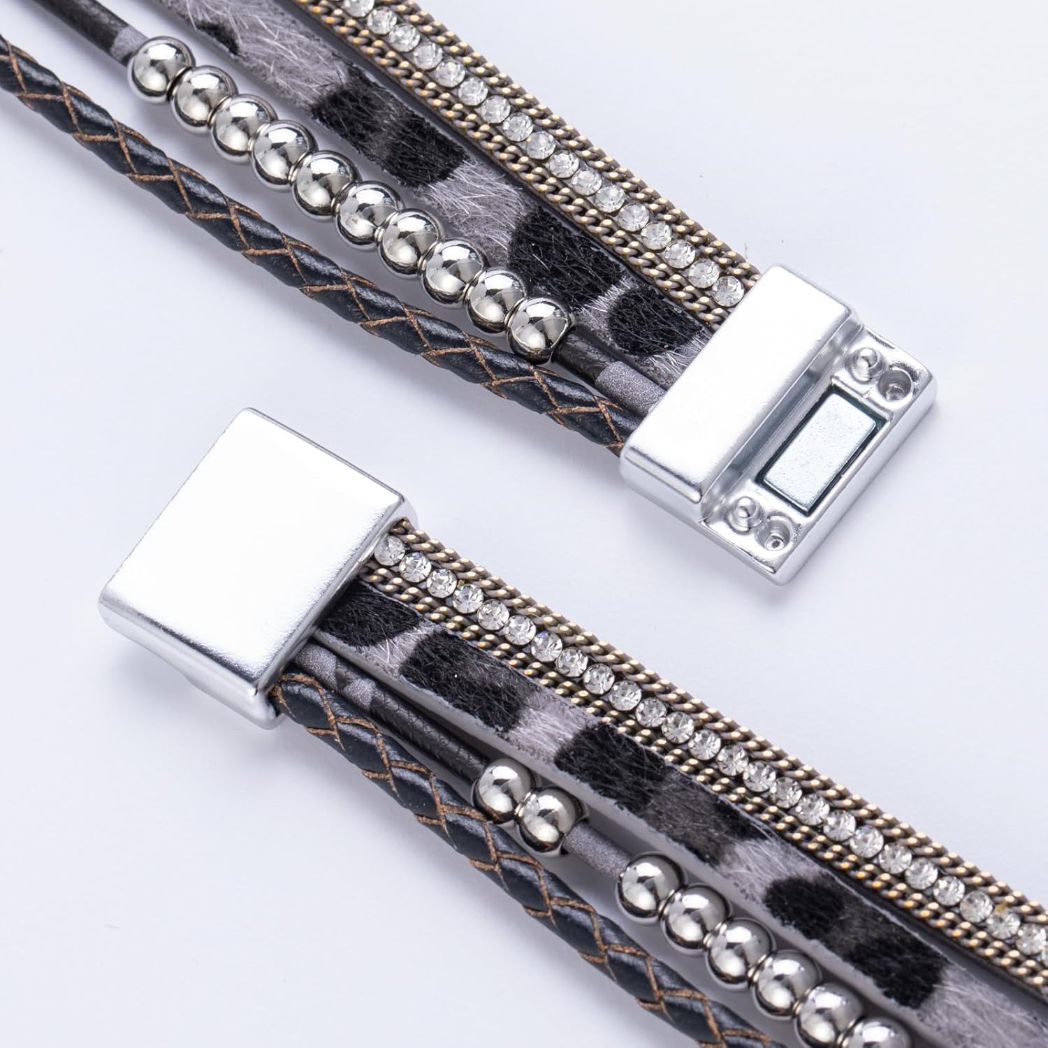 FANCY SHINY Boho Leather Wrap Bracelet Stackable Infinity Chunky Cuff Bracelets Western Hippie Outfits Jewelry Valentine Gifts for Women - Image 5