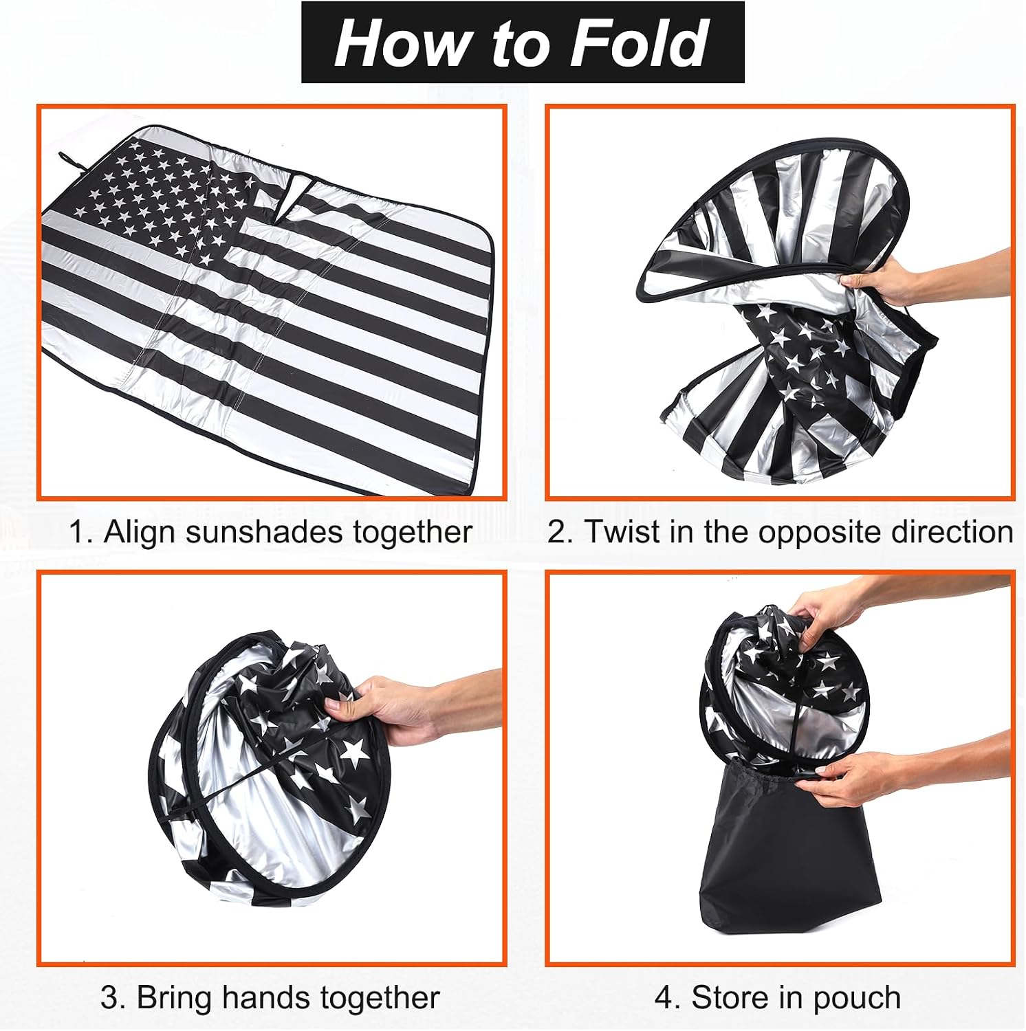 Aunginsy Front Windshield Sunshade Compatible with Subaru Crosstrek GU 2024 2025 Windshield Sunshades Foldable Reflective Sun Visor for UV Rays & Sun Heat Protection Car USA Flag Pattern Accessories