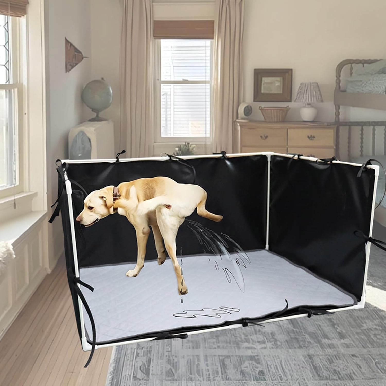 High Walls Dog Pee Pad Holder, Dog Litter Box with High Walls, Indoor Dogs Potty Tray, for Small & Medium Dogs, Not Spill Pee Pad Holder Tray, PeePad HolderTray for Puppy Work with Most Training Pads