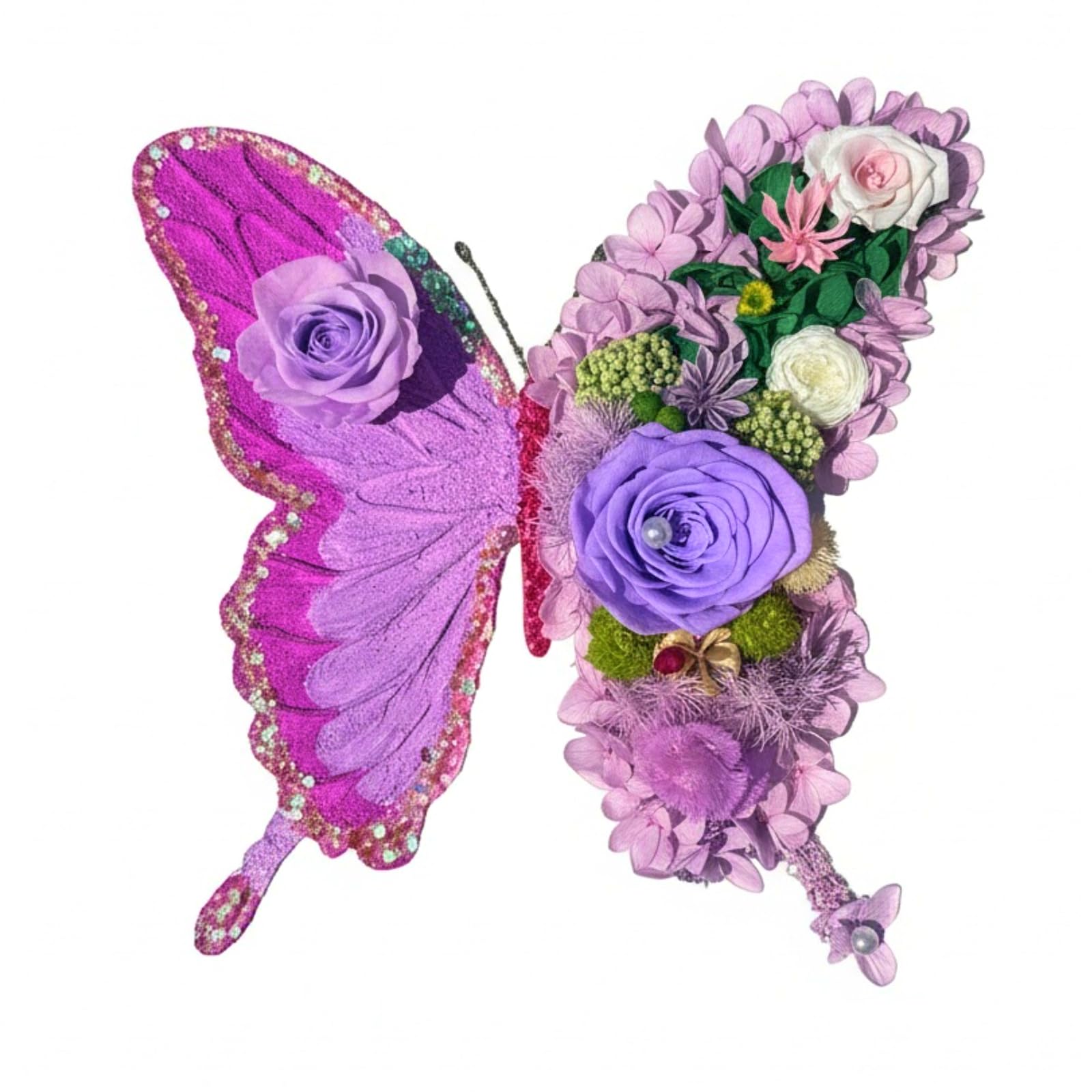 Marco de fotos de mariposa con flores eternas, decoración de escritorio, regalo de cumpleaños para madre, amigas, hermanas, regalo para dormitorio, oficina, estudio, apartamento, decoración