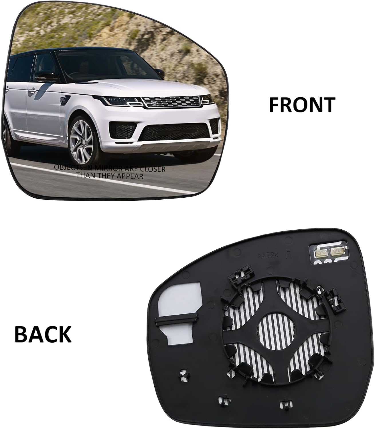 Passenger Side Mirror Replacement for Range Rover Sport 2014 2015 2016 2017 2018 2019 L405 L494 - Right Side Mirror Glass, Rear View Mirrors Glass with Power Heated
