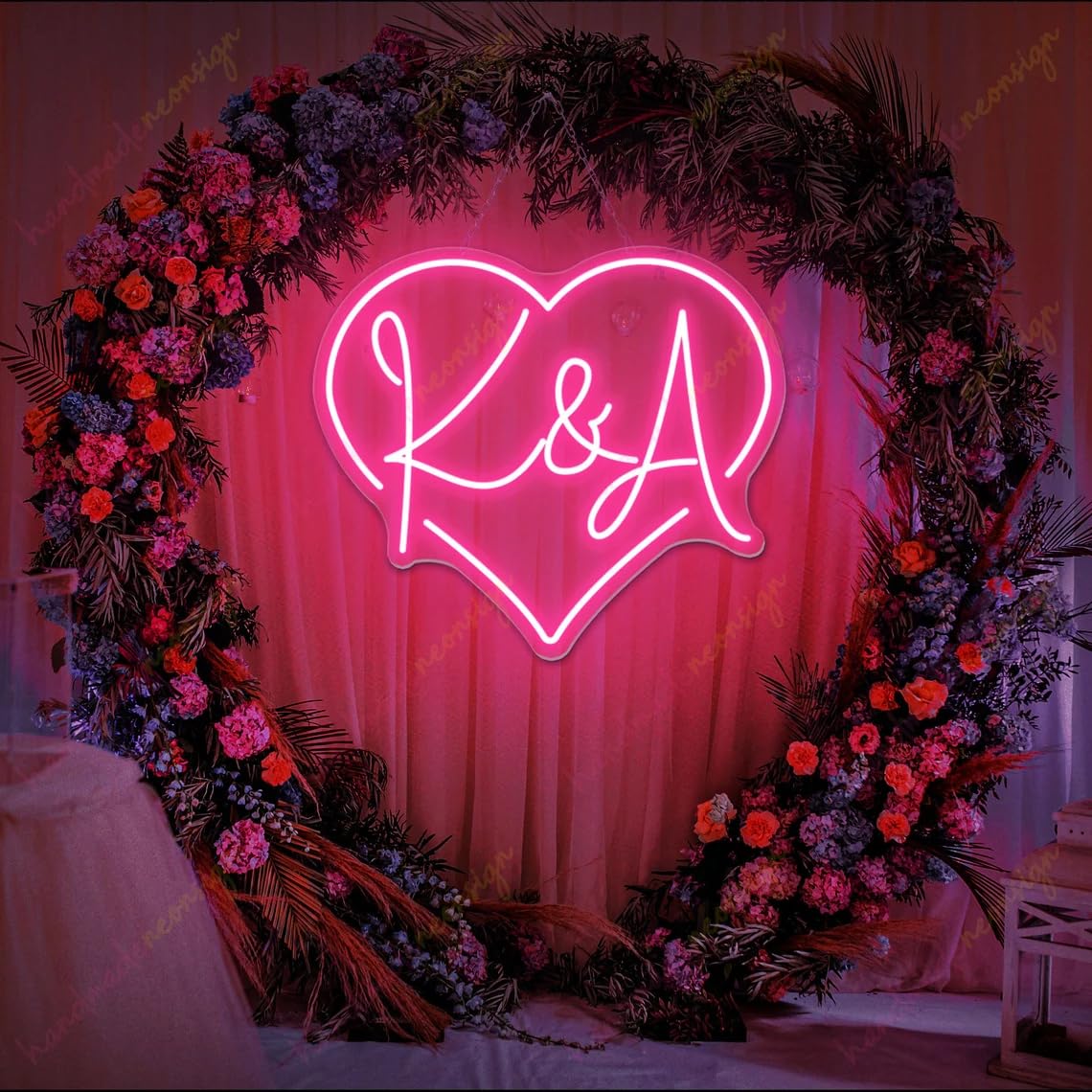 Neon Personalisierte Hochzeit Zeichen, Benutzerdefinierte LED Neon Dekoration für Paar Initialen und Engagement Party