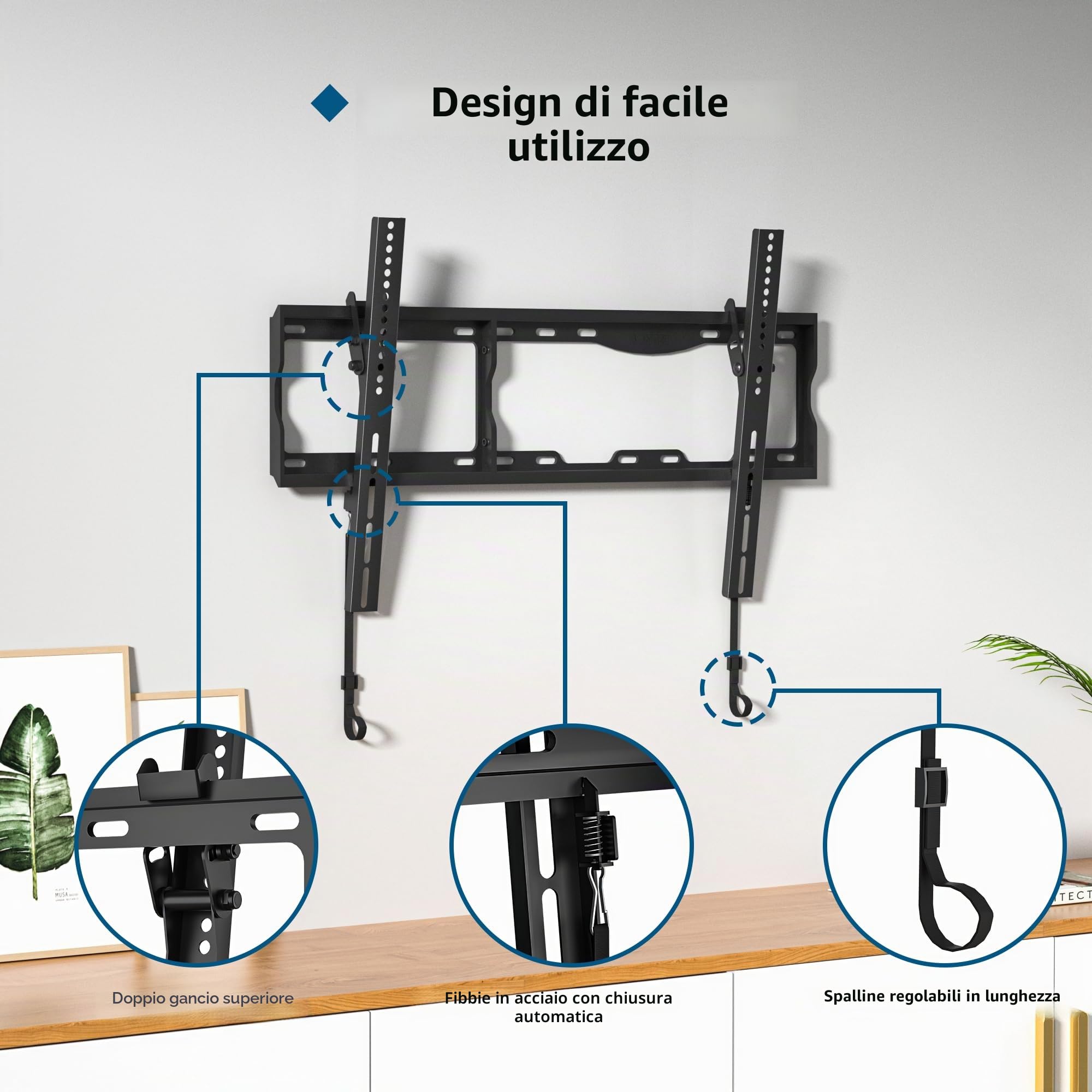 BONTEC Supporto TV Parete 17-86 Pollici Inclinabile VESA 600x400 mm 75 kg