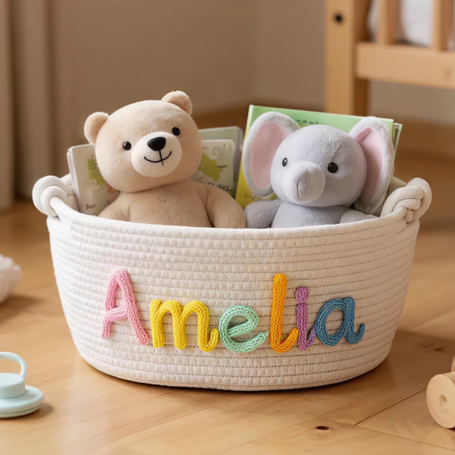 Custom Name Nursery Storage Bin, Personalized Diaper Basket