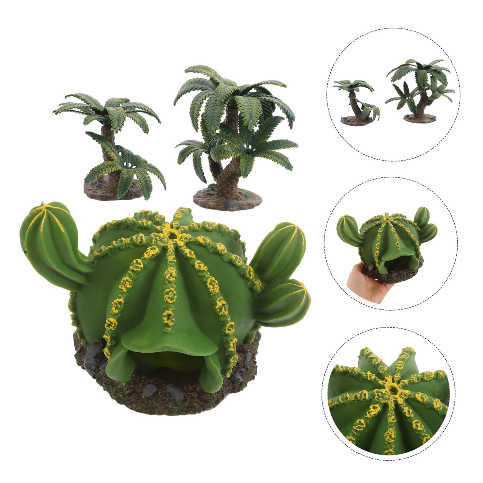 TOYANDONA 3pezzi Decorazione per Acquari Statuine di Cactus da Piante del Deserto Realistiche in Miniatura Accessori per Habitat di Rettili e Terrari
