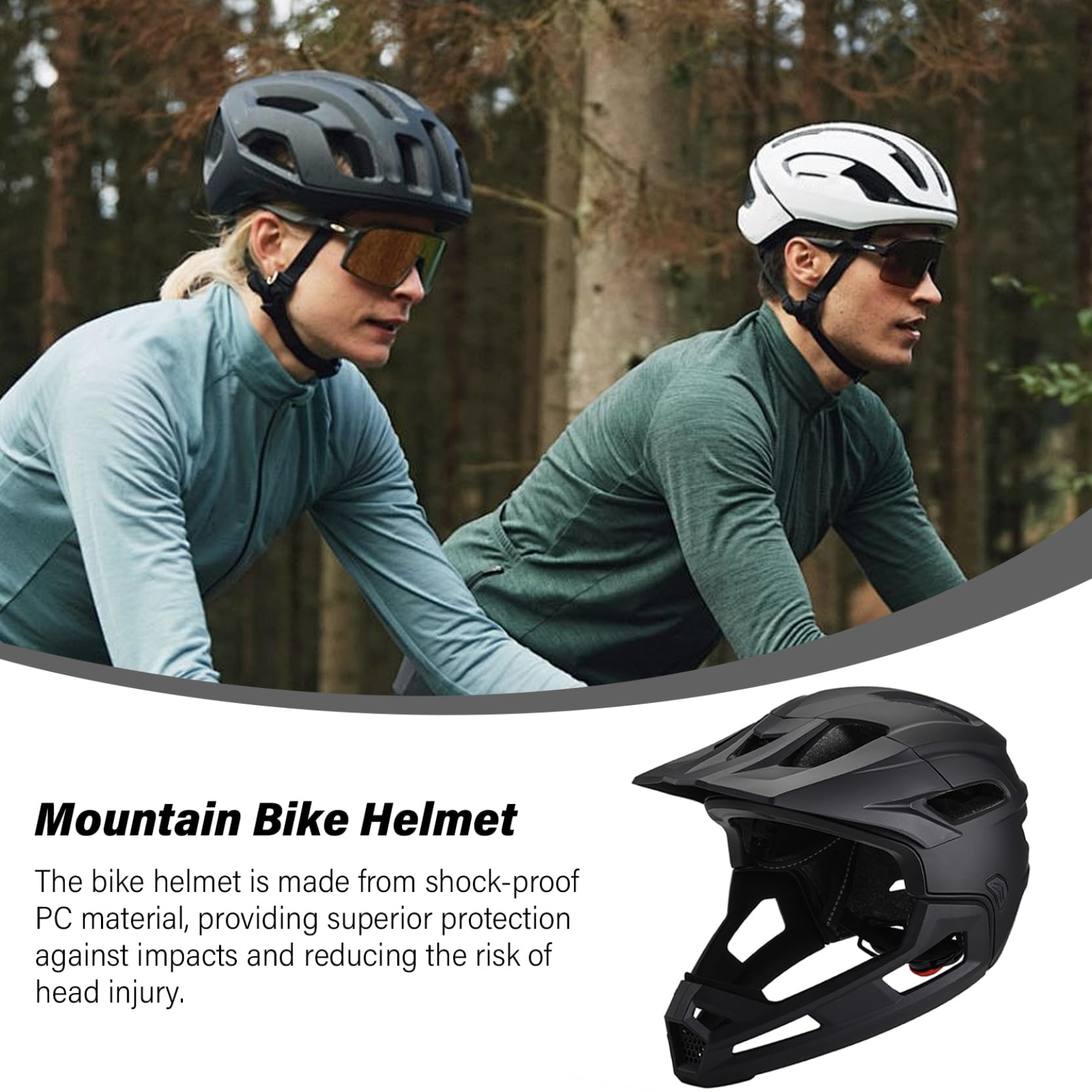 Casco Integrale da Mountain Bike Antiurto per Adulto – Visiera Removibile con mentoniera Casco da Bici Nero Regolabile Unisex per Ciclismo all'aperto