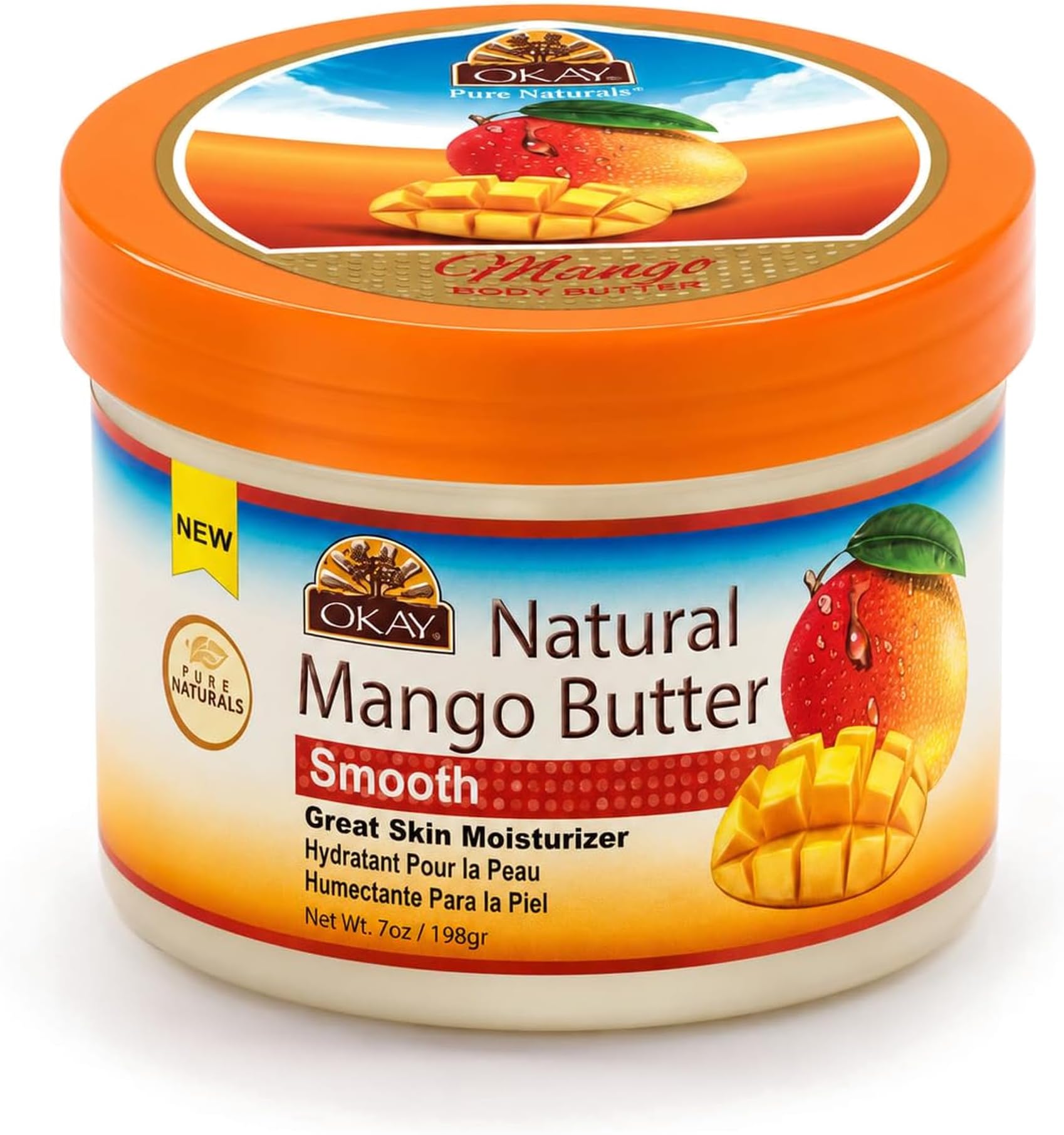 OKAY | 100% Natural Mango Butter | For All Hair Textures & Skin Types | Restores Elasticity & Replenishes Moisture | Deep Conditioning & Hydration | With Shea Butter | 7 Oz