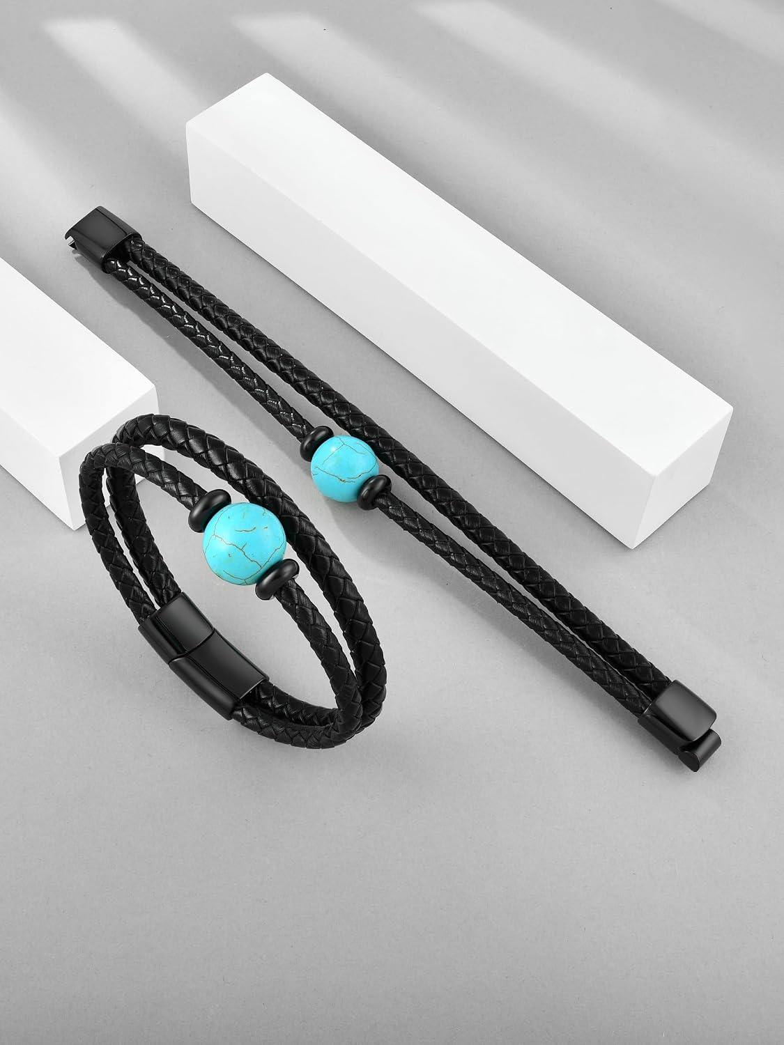 Turquoise Bracelet for Men Leather Men Cuff Bracelet