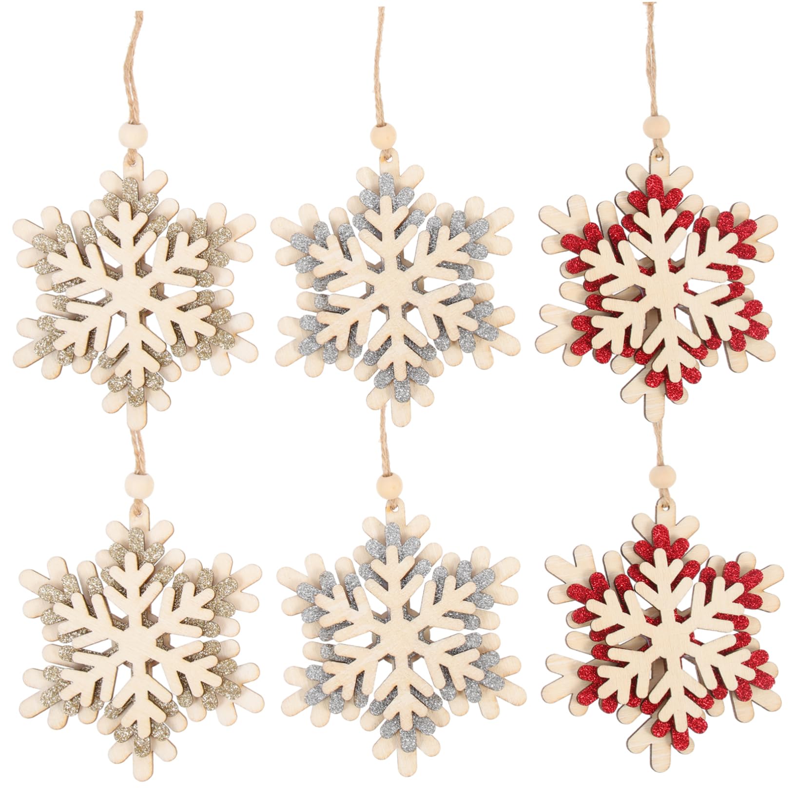 PRETYZOOM Lot De 4 Pendentifs Flocons De Neige Uniques pour Décorations De Noël À Suspendre pour Fêtes en Intérieur (6 Pièces X 4)