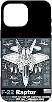 Vista 19 de F22 Raptor Fighter Jet Blueprint - Funda para iPhone 16, diseño técnico y especificaciones