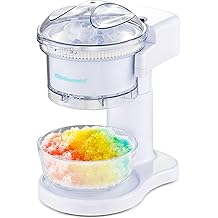 Elite Gourmet NEW Snow Cone &amp; Shaved Ice Maker, ESI1201, Refreshing Slushies, Margaritas, Boba Drinks, Clear Lid &amp; Shaved Ice Serving Bowl, Use Cubed &amp; Bagged Ice, Stainless Steel Shaving Blade, White