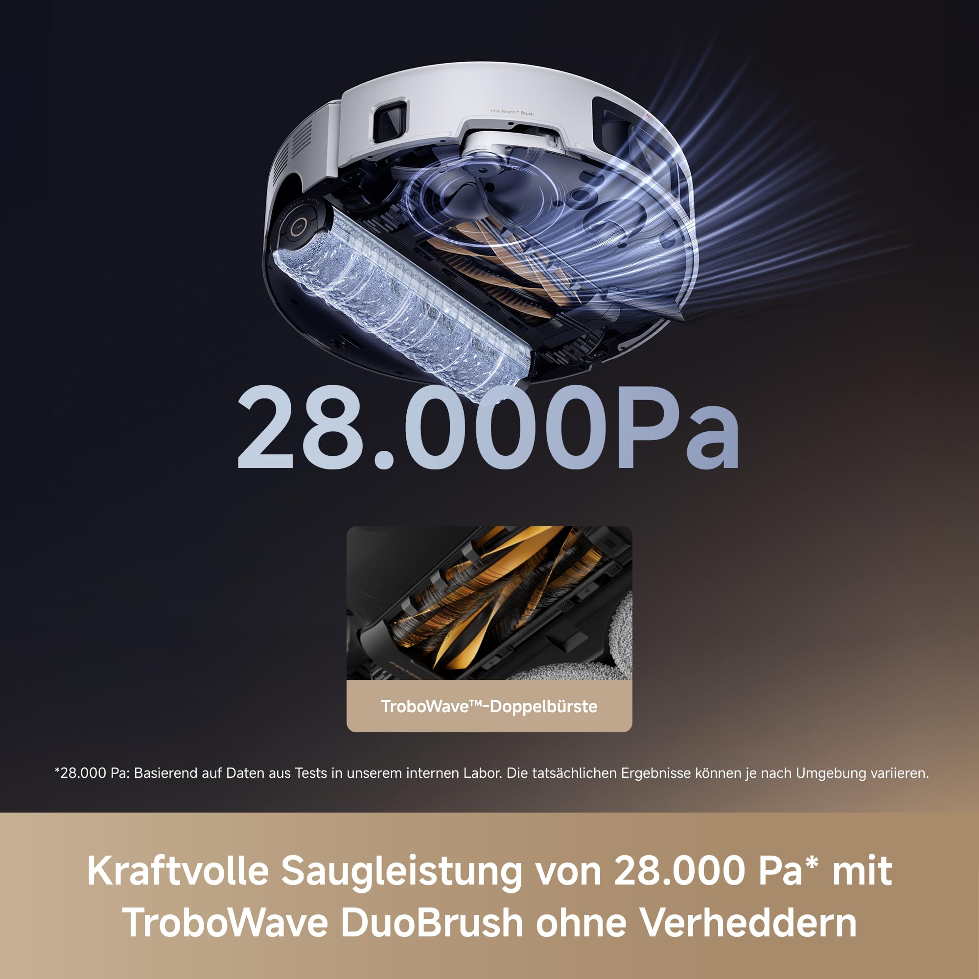 Mova Z60 Ultra Roller Complete Saugroboter mit Wischfunktion, HydroForce-Wischen, AutoShield-Technologie, LiftPro-Gehäuse und StepMaster 2.0-System, 28.000 Pa Saugkraft, Wischen mit DuoSolution-System