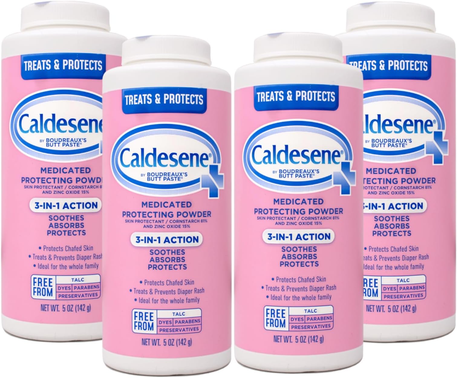 Medicated Protecting Powder with Zinc Oxide & Cornstarch, 5 oz (Pack of 4)